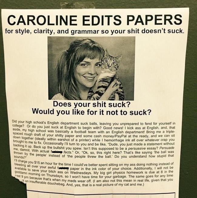 Caroline, please edit this blog for $15 an hour. 